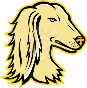 Mascot icon illustration of head of a Saluki, also known as Persian Greyhound or Tazi, a dog breed classed as a sighthound on isolated background in retro style.