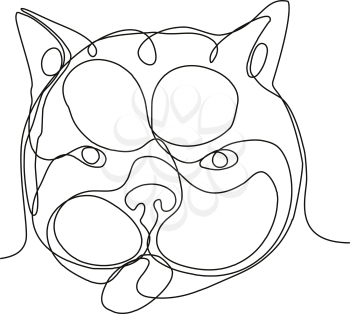 Continuous line drawing illustration of head of a french bulldog or Frenchie,a small breed of domestic dog viewed from front done in sketch or doodle style. 