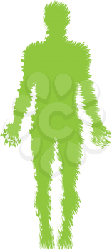 Retro style illustration of a human body standing front view distorted, mishapen and deformed on isolated background.