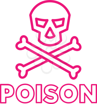 Icon retro style illustration of poison symbol with skull and crossbones on isolated background.