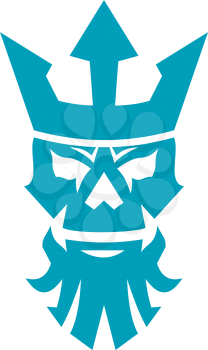 Icon style illustration of Poseidon or Neptune Skull Wearing a Crown on isolated background.