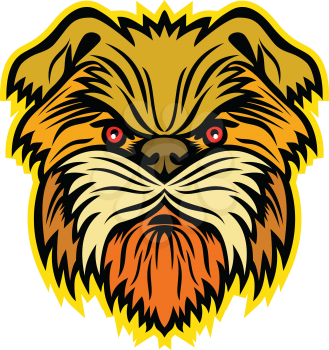 Mascot icon illustration of head of an Affenpinscher, Monkey Terrier, Affen, Affie or Monkey Dog, a terrier-like toy breed of dog viewed from front on isolated background in retro style.