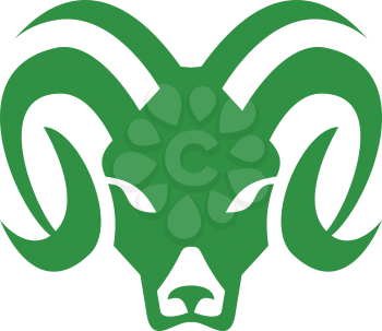 Icon retro style illustration of head of a bighorn sheep or ram, a species of sheep native to North America on isolated background.