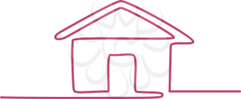 Continuous line illustration of  a house done in monoline style on isolated background.