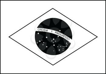 Black and white or monochrome flag of the state,  nation or country of Brazil or Brasil on isolated background.