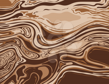 Digital marbling or inkscape illustration of an abstract swirling psychedelic, liquid marble and simulated marbling the Suminagashi Kintsugi marbled effect style shown in Alabaster and Bistre Brown color.
