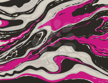 Digital marbling or inkscape illustration of an abstract swirling psychedelic, liquid marble and simulated marbling the Suminagashi Kintsugi marbled effect style shown in Black and White Brink Pink color.

