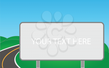 Royalty Free Clipart Image of a Sign on a Road With Space for Text