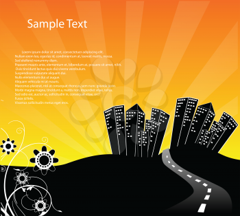 Royalty Free Clipart Image of a City Silhouette With Space for Text Above