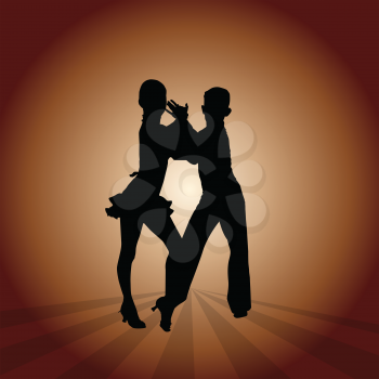 Royalty Free Clipart Image of Dancing Silhouettes