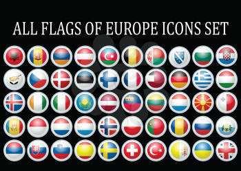 Royalty Free Clipart Image of a Set of European Flag Icons