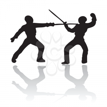 Royalty Free Clipart Image of Silhouette Fencers