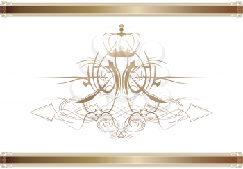 Royalty Free Clipart Image of a Gold Coat of Arms Ornament