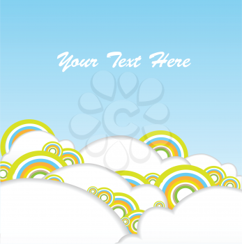 Royalty Free Clipart Image of a Sky and Clouds With Circles