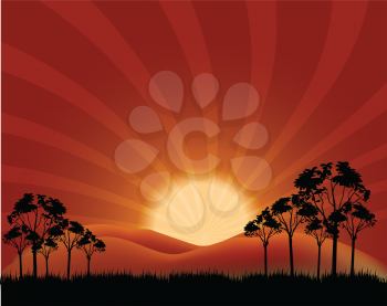 Royalty Free Clipart Image of a Vibrant Sunset