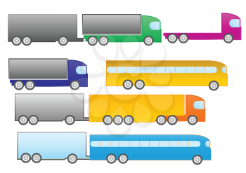Royalty Free Clipart Image of a Collection of Trucks