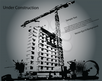 Royalty Free Clipart Image of a Building Under Construction