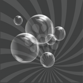 Royalty Free Clipart Image of Bubbles on a Grey Background