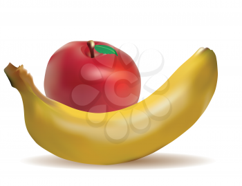 Royalty Free Clipart Image of an Apple and Banana