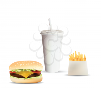 Royalty Free Clipart Image of a Fast Food Meal