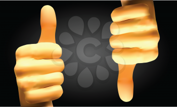 Royalty Free Clipart Image of a Thumbs Up and Down  