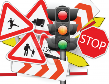 Royalty Free Clipart Image of Traffic Signs 