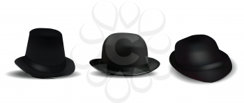 Black Hats Isolated on White 