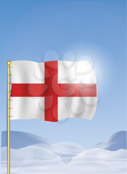 England Flag on Top of the Mountain 