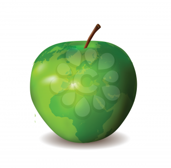 Green Apple with World Map 