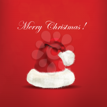 Beautiful Santa Claus hat on red background 
