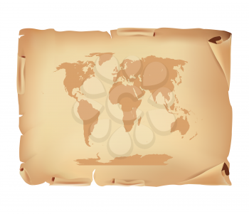 Old Parchment with world map 