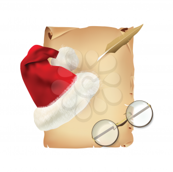 Old Parchment with Christmas Hat and Glasses