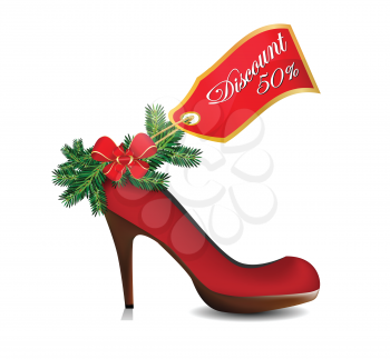  Illustration of christmas discount on red shoe 