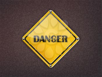 Danger Sign on dark background 