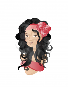  Illustration of gypsy woman with roses 