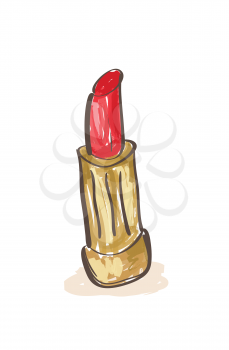  Illustration of lipstick sketch, on white background 