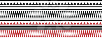 Red and Black Maori - Polynesian Bracelete Tatto Pattern on White Background