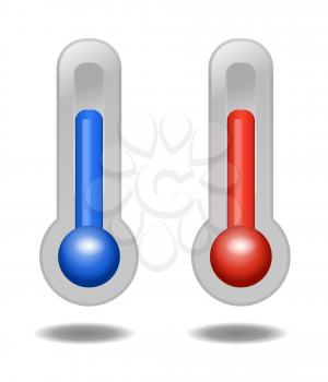 Thermometer Icons Cold/Warm On White Background
