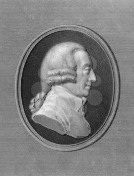 Royalty Free Photo of Adam Smith (1723-1790) on engraving from the 1800s. Scottish moral philosopher and pioneer of political economy. Engraved by W. Holl and published in London by Wm. S Orr & Co.