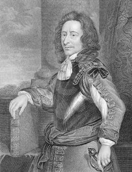 Royalty Free Photo of Algernon Sidney (1623-1683) on engraving from the 1800s. English politician, republican political theorist, colonel and opponent of King Charles II of England, who became involve