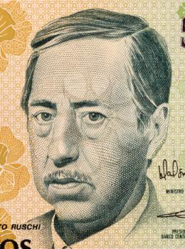 Royalty Free Photo of Augusto Ruschi on 500 Cruzados Novos 1990 Banknote from Brazil. Scientist, agronomist, naturalist, ecologist  and lawyer. Brazilian patron of ecology.