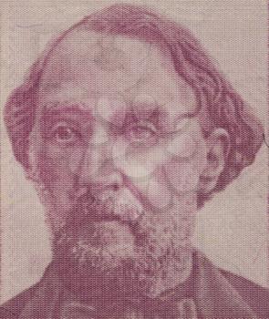 Royalty Free Photo of Bartolome Mitre on 50 Australes 1986 Banknote from Argentina. Author, statesman, military figure and president of Argentina during 1862-1868.