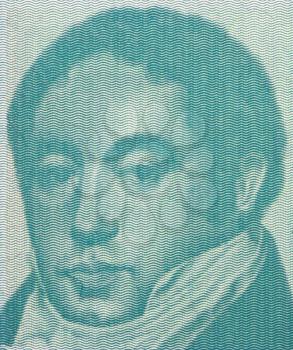 Royalty Free Photo of Bernardino Rivadavia on 1 Austral 1985 Banknote from Argentina. First president of Argentina during 1826-1827.