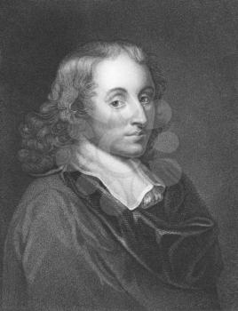 Royalty Free Photo of Blaise Pascal (1623-1662) on engraving from the 1800s.
French mathematician, physicist and religious philosopher. Engraved by H.Meyer and published in London by Charles Knight, 