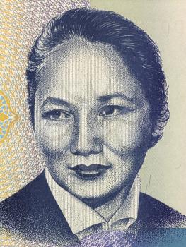 Royalty Free Photo of Bubusara Beyshenalieva (1926-1973) on 5 Som 1994 Banknote from Kyrgyzstan. First great Kyrgyz ballerina.