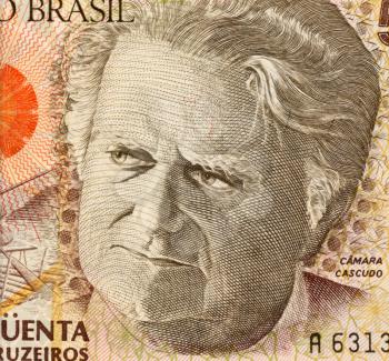 Royalty Free Photo of Camara Cascudo on 50000 Cruzerios 1992 Banknote from Brazil. Anthropologist, folklorist, historian, lawyer, journalist and lexicographer.
