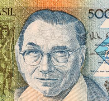 Royalty Free Photo of Candido Portinari on 5000 Cruzados 1988 Banknote from Brazil. One of Brazil's most important painters.