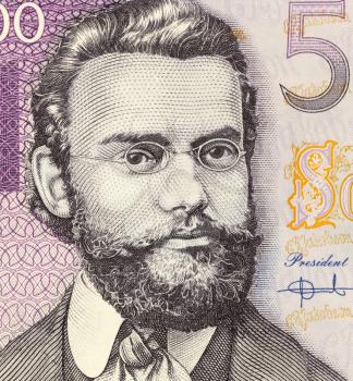 Royalty Free Photo of Carl Robert Jakobson (1841-1882) on 500 Krooni 2000 Banknote from Estonia. Estonian writer, politician and teacher.
