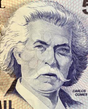 Royalty Free Photo of Carlos Gomes on 5000 Cruzerios 1993 Banknote from Brazil. One of the most distinguished 19th century classical composers.
