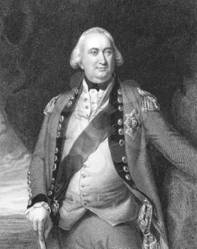 Royalty Free Photo of Charles Cornwallis, 1st Marquess Cornwallis (1738-1805) on engraving from the 1800s. British soldier and statesman. Best  remembered for his defeat at Yorktown in the American Re